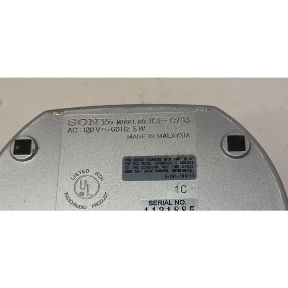 Sony Dream Machine AM /FM Clock Radio - Model ICF-C793 Tested Works - Picture 5 of 12